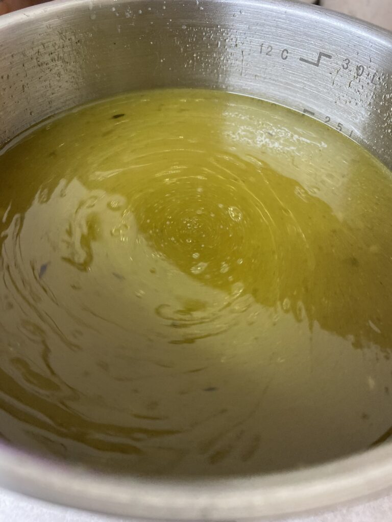 Strained chicken broth